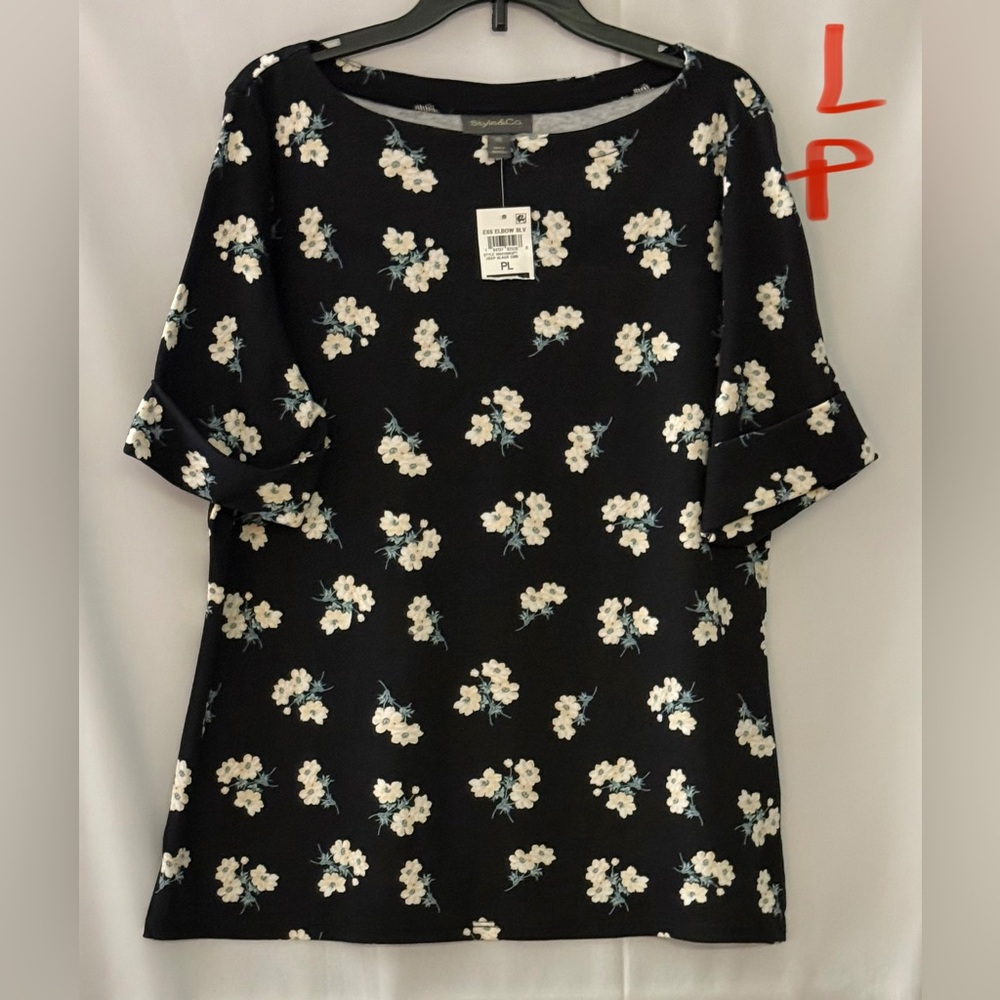 Style & Co. Black Floral Top